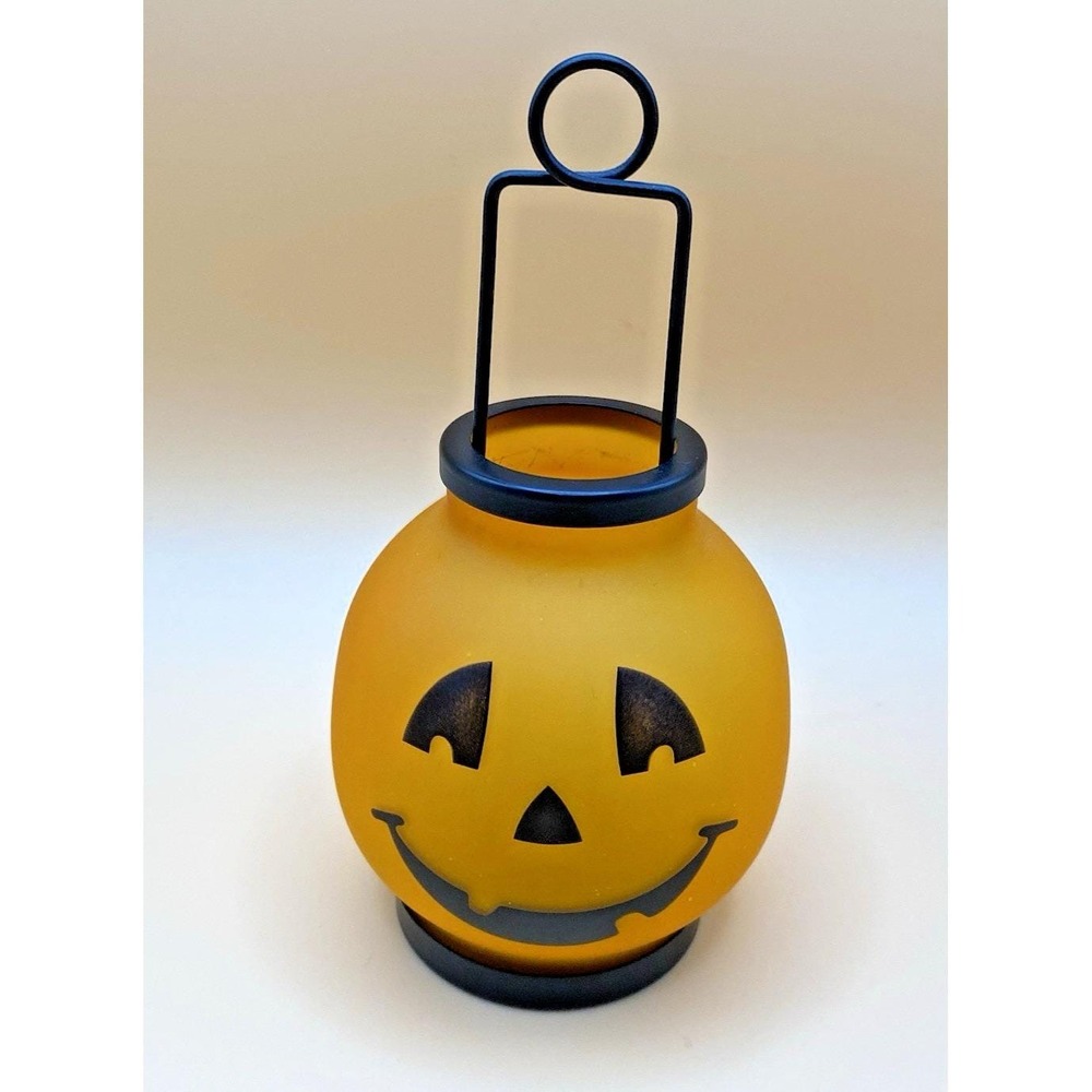 Vintage Hallmark Halloween Hurricane Tealight Candle Holder Glass And Metal